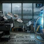 낡은 인쇄기와 데이터 유료 거래를 상징하는 서버