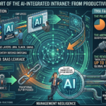 An infographic visually explaining the risks of enterprise data leaks from AI tool usage and the need for security.