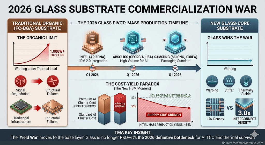 Glass Substrate Commercialization War 2026 Intel Samsung Absolics Yield