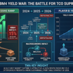A detailed economic infographic comparing two strategies for the 2026 HBM4 market: Player A focused on aggressive expansion and market share, and Player B focused on yield optimization and long-term TCO savings, featuring data charts, timelines, and macroeconomic impact analysis.