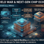 A high-tech 3D infographic showing the full-scale implementation of A16/N2 logic and HBM4. It features a "System-on-Node" architecture with Photonic I/O integration, 24-high memory stacks, and charts showing stabilized TCO and power efficiency for hyperscale data centers.