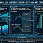 A professional global outlook infographic for 2026 comparing semiconductor yield competition (Company A leading), diverging inflation and interest rate paths for US, Eurozone, and China, and increasing deficit risks for critical minerals like Lithium and Copper, with a key insight on supply chain bottlenecks.